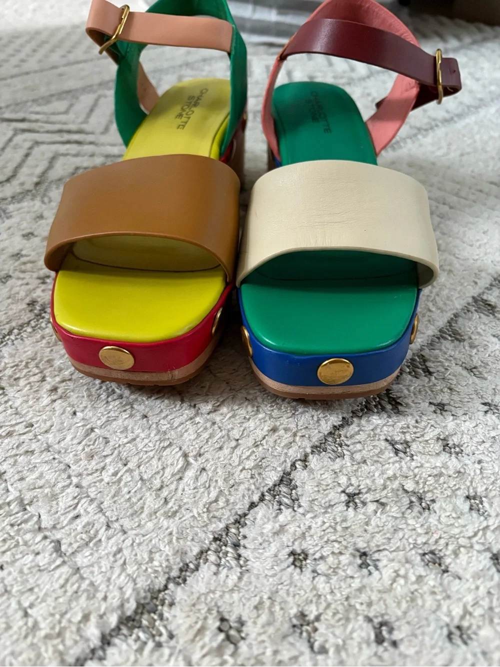 Charlotte Stone Allie Platform Sandals Size 8 Mutli Color